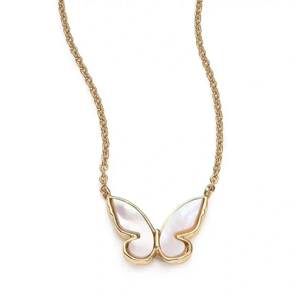 Kate Spade All A Flutter Gold Pearl Butterfly Necklace - Picture 1 of 2